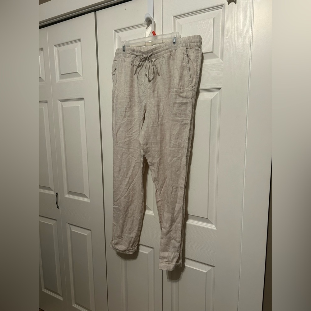 NWOT H&M Beige Straight Leg Linen Pants